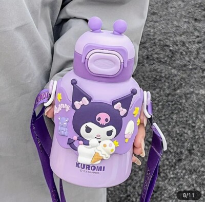 Kuromi Sanrio Thermos 16oz Insulated Steel Kawaii Water Bottle W