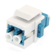 LC/UPC Single-Mode Duplex Fiber Optic Coupler Keystone Jack Snap-in White Blue
