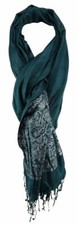TigerTie Designer Schal in petrol silber gemustert - Gr. 200 x 70 cm