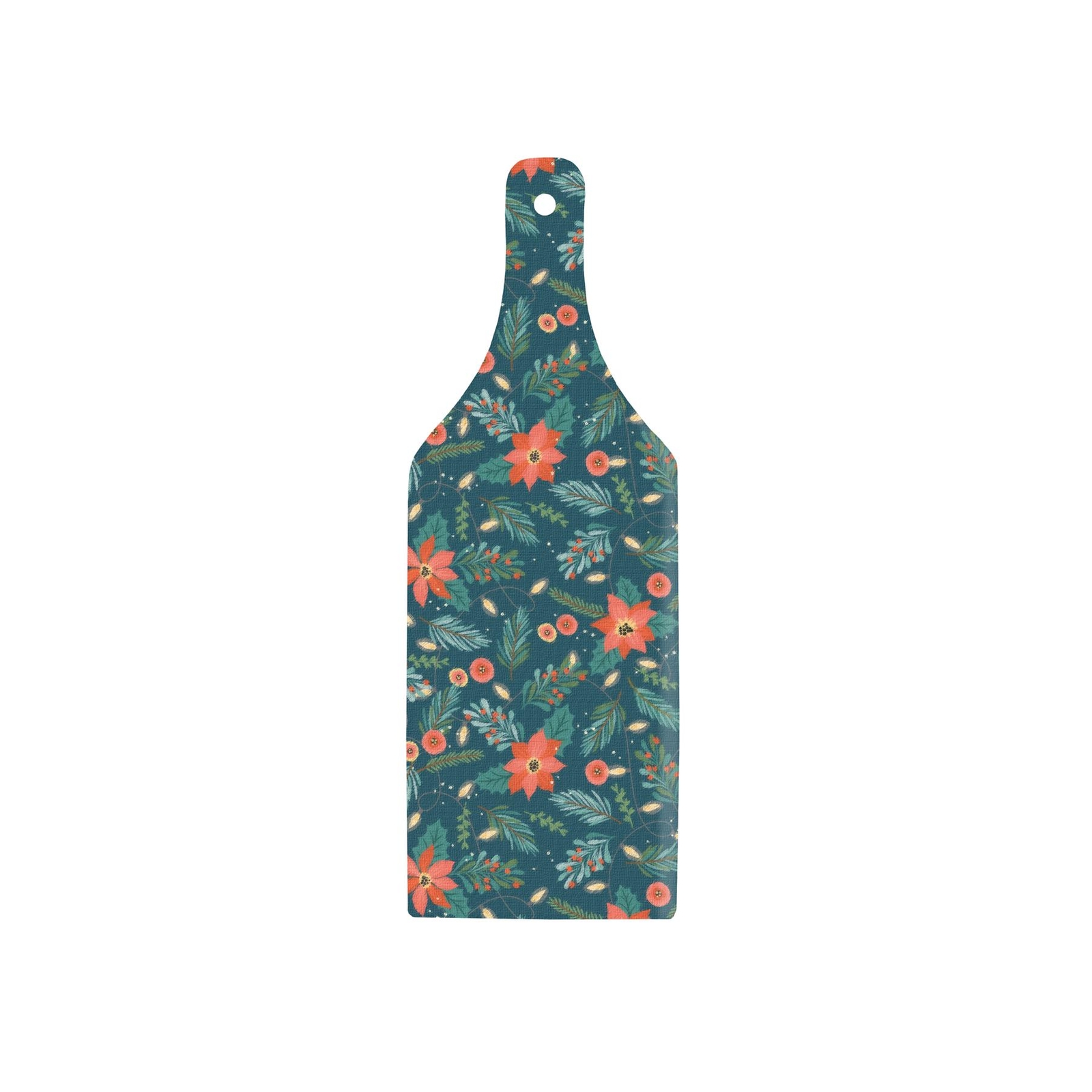 Christmas Glass Serving Board - Xmas Flowers Bottle Shaped Platter/Worktop Saver