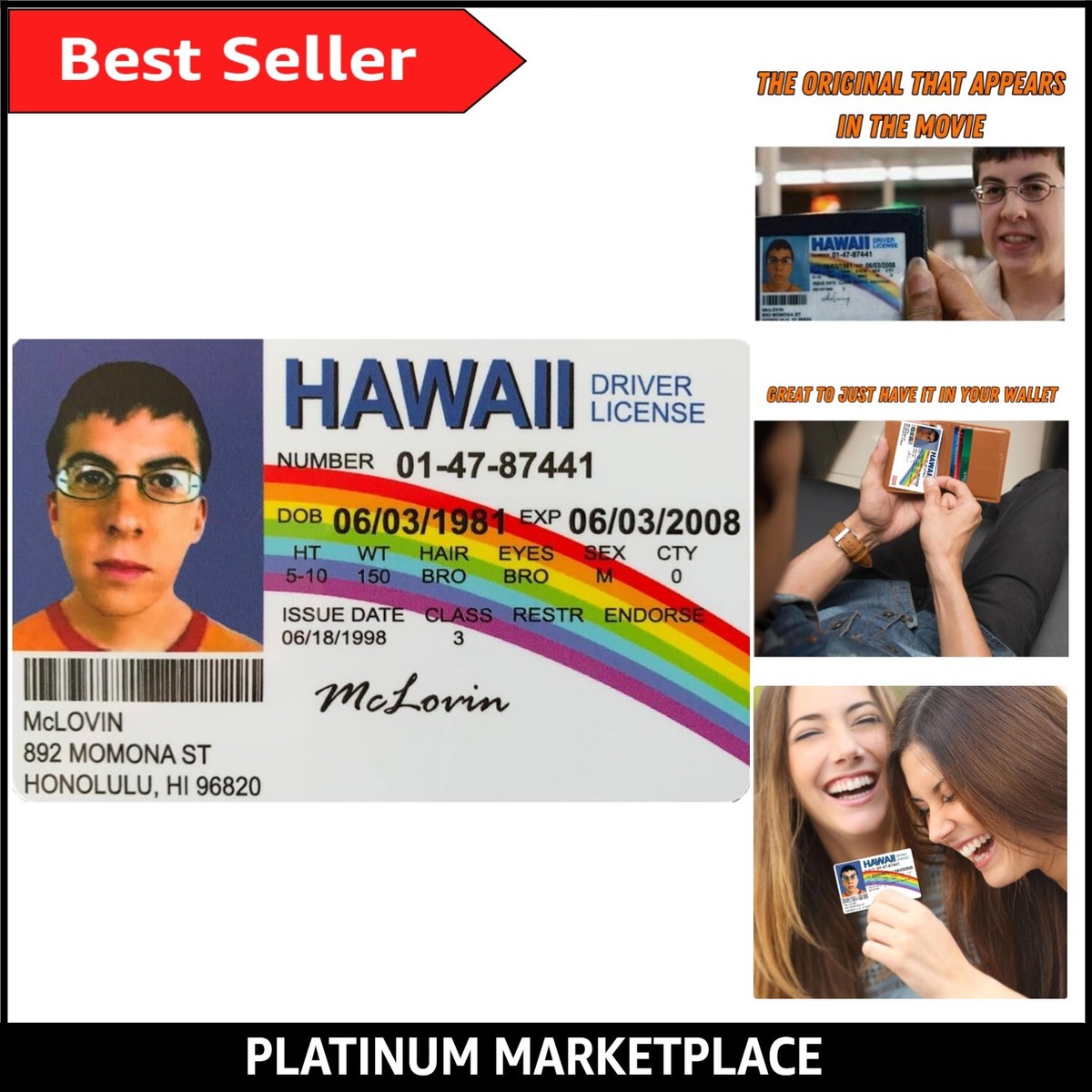 Superbad McLovin Dual Sided Novelty Fake Driving Licence, McLovin