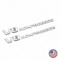 2x Mercedes 03-11 OEM Chrome V8 Kompressor Side Fender Logo Marker Emblem Badge