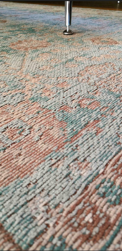 Teppich Vintage, Chenille, Türkis-Braun, handgewebt zu verk. - Bild 3 von 6