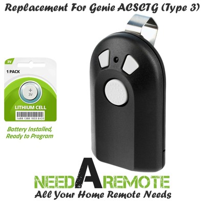 For Genie Intellicode Model ACSCTG Type 3 Garage Door Opener Remote ... - S L400