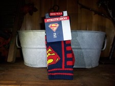 SUPERMAN KIDS SOCKS 2 PAIRS FOR SHOE SIZE 4-9 DIFFERENT DESIGNS COMIC BOOK NEW