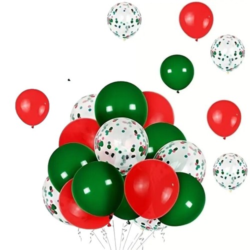 Amscan Christmas Latex Balloons - 12 Inch Holiday Party Decorations (15 Pack Red Green White)
