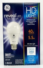 GE reveal LED A19 LED Light Bulb, 5.5 watt, 350 lumen, 40 watt replacement,