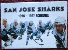 1996-97 San Jose Sharks NHL Hockey Pocket Schedule - Miller Beer, Photo Cover