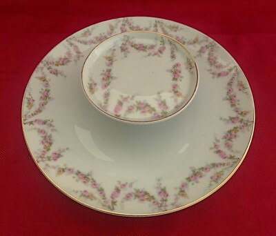 Very'' RARE'' Vintage Schwarzburg Floral Porcelain Two Layer Serving Dish 