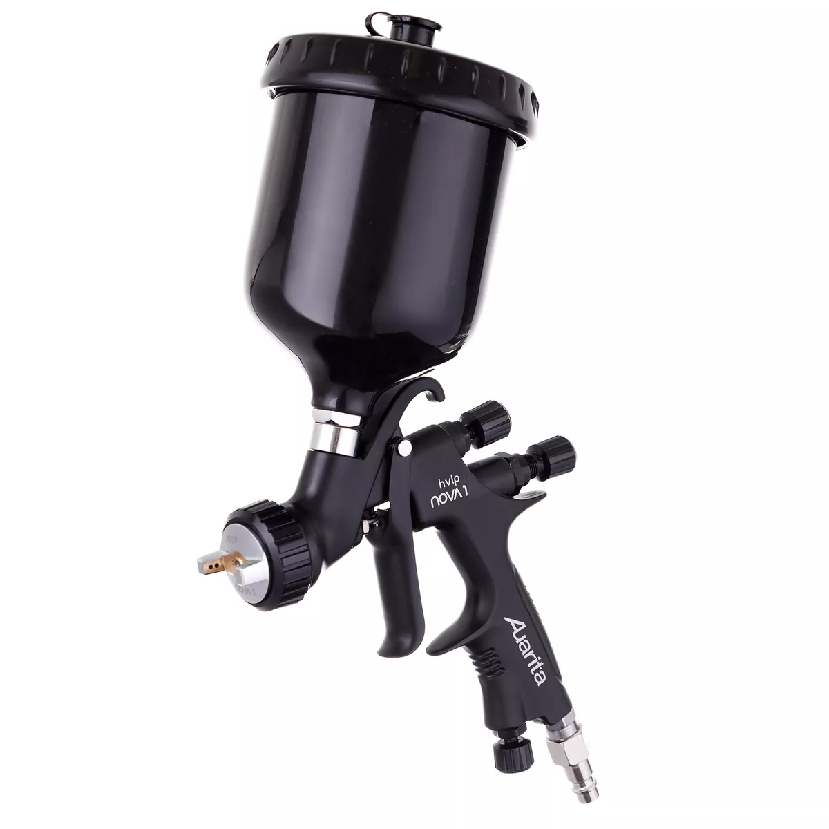 NOVA 1 Original Auarita Spray Gun HVLP Nozzle 1.3mm Gravity Feed BLACK 600ml