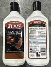2x 8oz Weiman Leather Cleaner & Conditioner Cream - Restores Deep Clean Surfaces