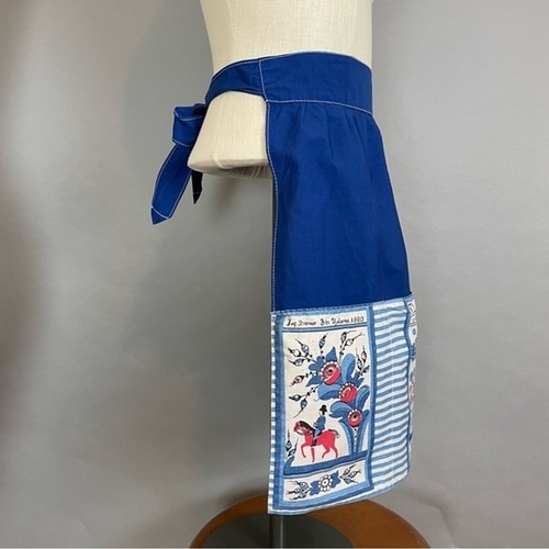 Vintage Schürze Küche Krawatte Taille Hostess Illustrationen Retro blau Hostess Blumen - Bild 2 von 11