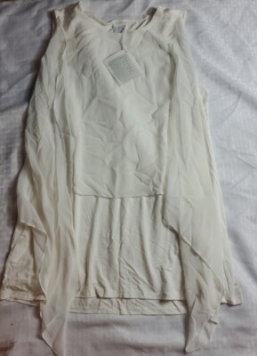 Wynne Layers Women's  Sleeveless Solid Plain Tank Top ivory Size large  NWT