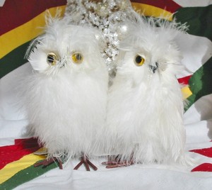 Set of 2 Little White Fluffy Owl Christmas Ornaments New | eBay