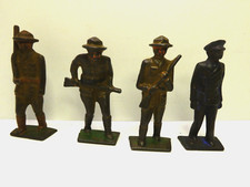 VINTAGE CAST IRON GREY TOY SOLDIERS WW1 INFANTRY - NAVAL OFFICER ARMY FIGURINES