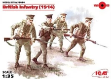 ICM Models 1/35 WWI British Infantry (4) w/Weapons 1914 ICM35684