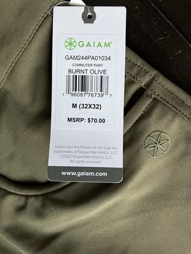 Gaiam Mens Commuter Pants Burnt Olive M 34x30 NWT $70 Studio to Street Comfort - Picture 3 of 5