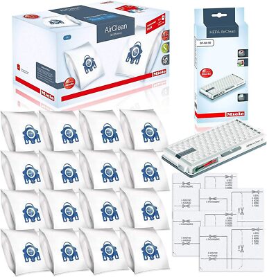 Miele Performance Pack 16 Type GN AirClean 3D Efficiency Genuine FilterBags... 
