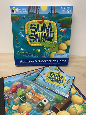 Learning Resources Sum Swamp Addition/Subtraction Board Game, Ages 4-Up EUC