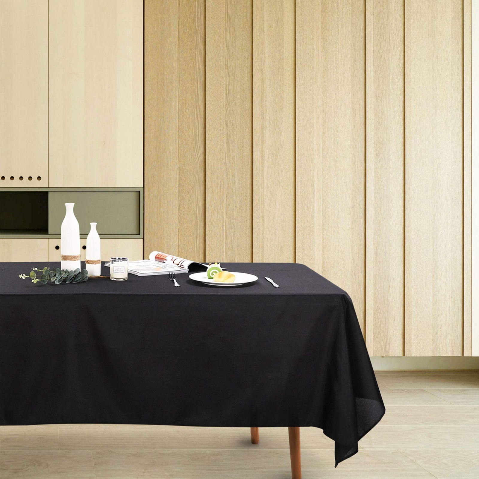 Ascoza 12pack 60x102 Inch Black Rectangular Tablecloth 6 Feet Table