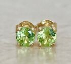Stud Earrings 14k Yellow Gold Finish 2ct Round Cut Lab Created Peridot Solitaire
