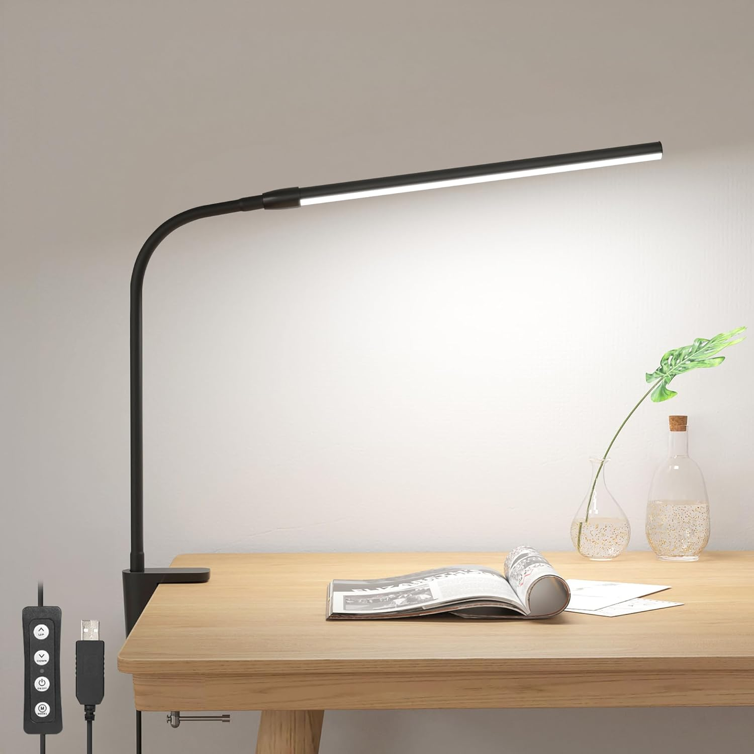 Clip on Desk Lamp LED Reading Light Dimmable USB Small Clamp Lamp with 3 Color M