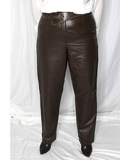 Womens Leather Pants Brown 10-12 SOFT Lambskin Vintage 80s 90s Mom Pants Mixit