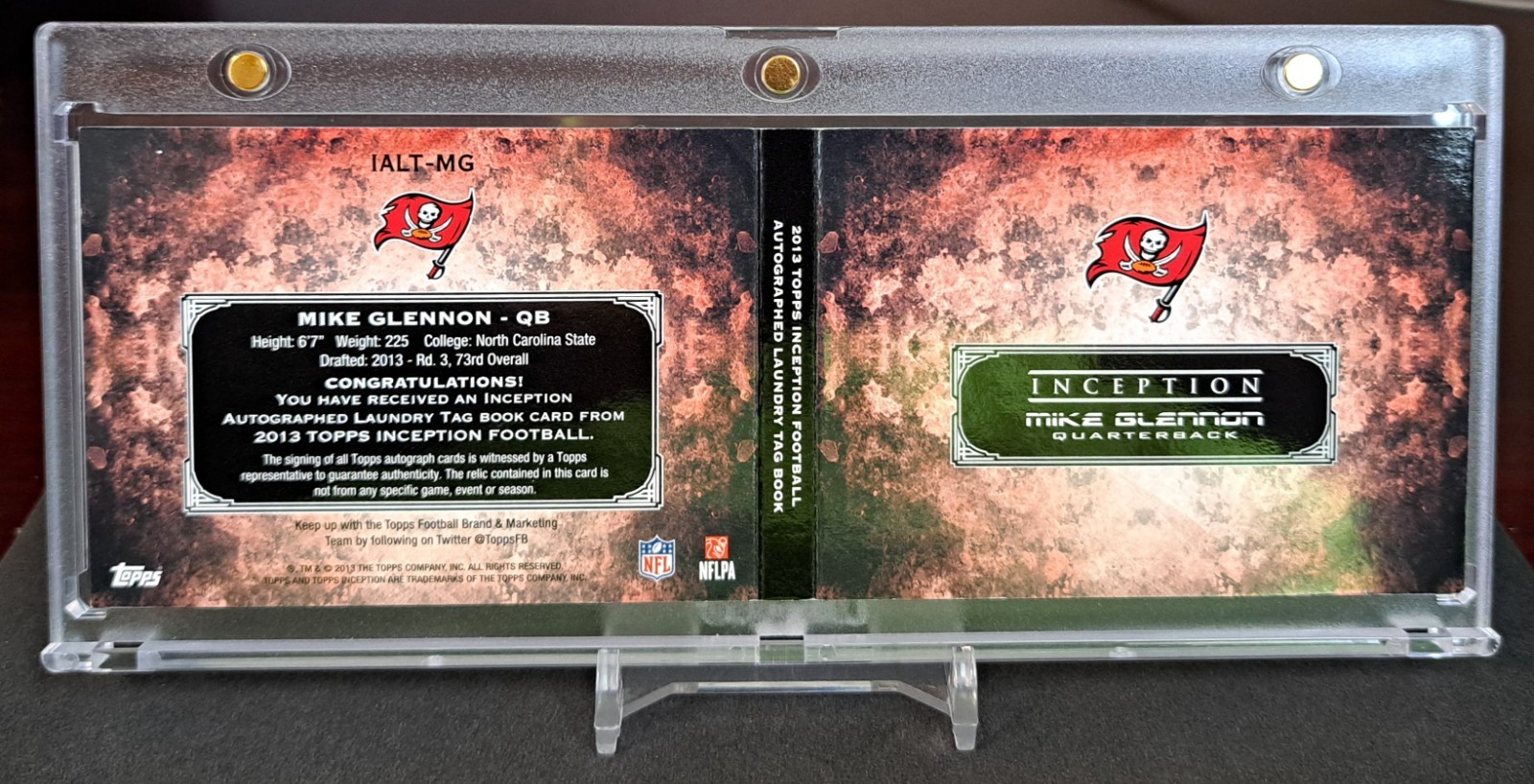 2013 Inception MIKE GLENNON Nike Laundry Tag Patch Auto Booklet RC RPA #4/5 SSP view 3