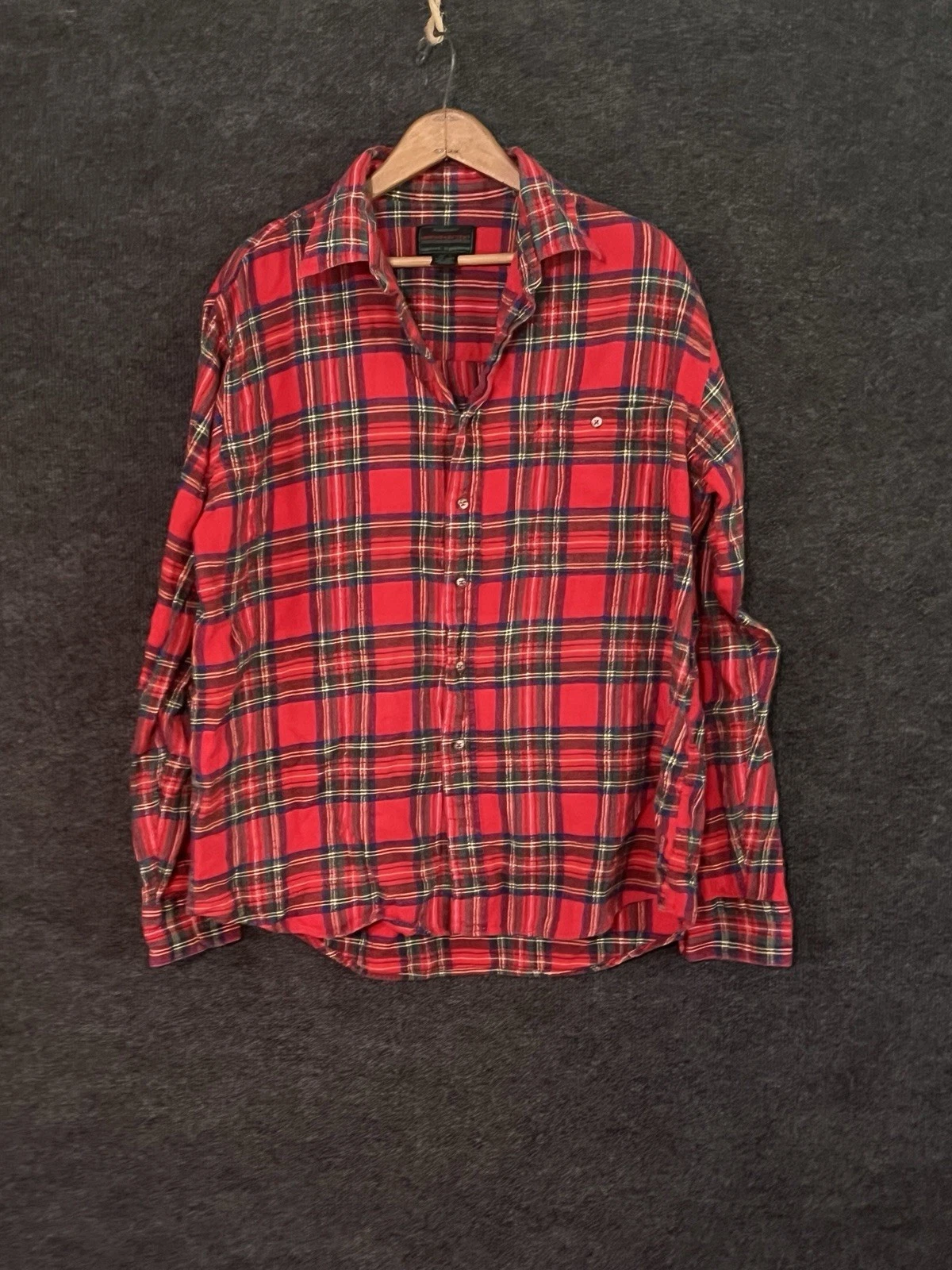 Mountain Tek Large Shirt Red Plaid Long Sleeve Button Down Outdoor