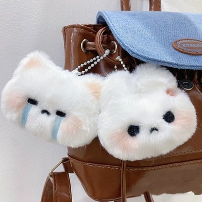 Sweet Plush Rabbit Doll Pendant Angry Crying Expression Keychain For Women