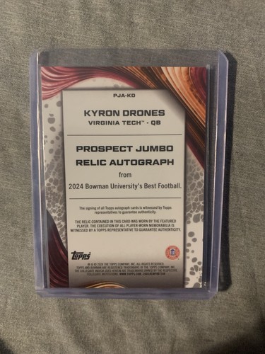 2024 Bowman’s Best University Kyron Drones Jumbo Relic Auto #PJA-KD VT - Bild 2 von 2