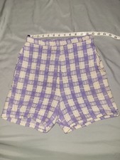 Vtg 50s 60s Womens Gingham High Rise Shorts XS/S Cottagecore Picnic Retro Mod