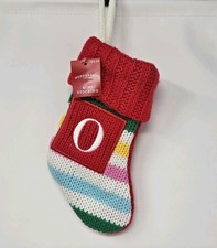 Knit Monogram Letter O Mini 8" Christmas Stocking Rainbow Stripe Wondershop New