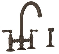 Rohl A1461LMWSTCB-2 San Julio Bridge Kitchen Faucet, w- Side Spray, Tuscan Brass