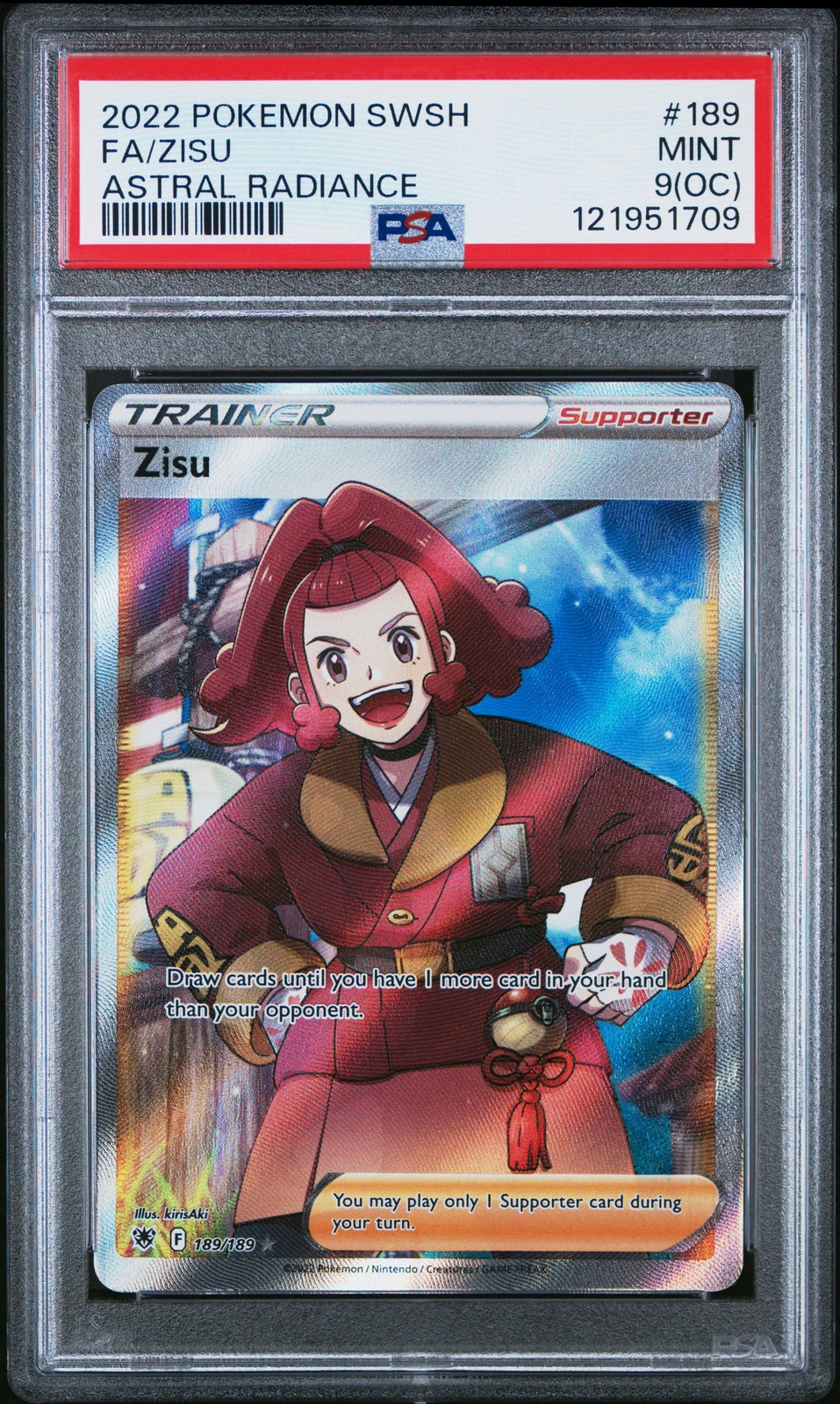 2022 POKEMON SWORD & SHIELD ASTRAL RADIANCE #189 FULL ART/ZISU PSA 9 OC