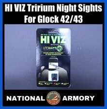 Hi Viz Tritium/Litepipe Night Sights for Glock 42/43 GLN321