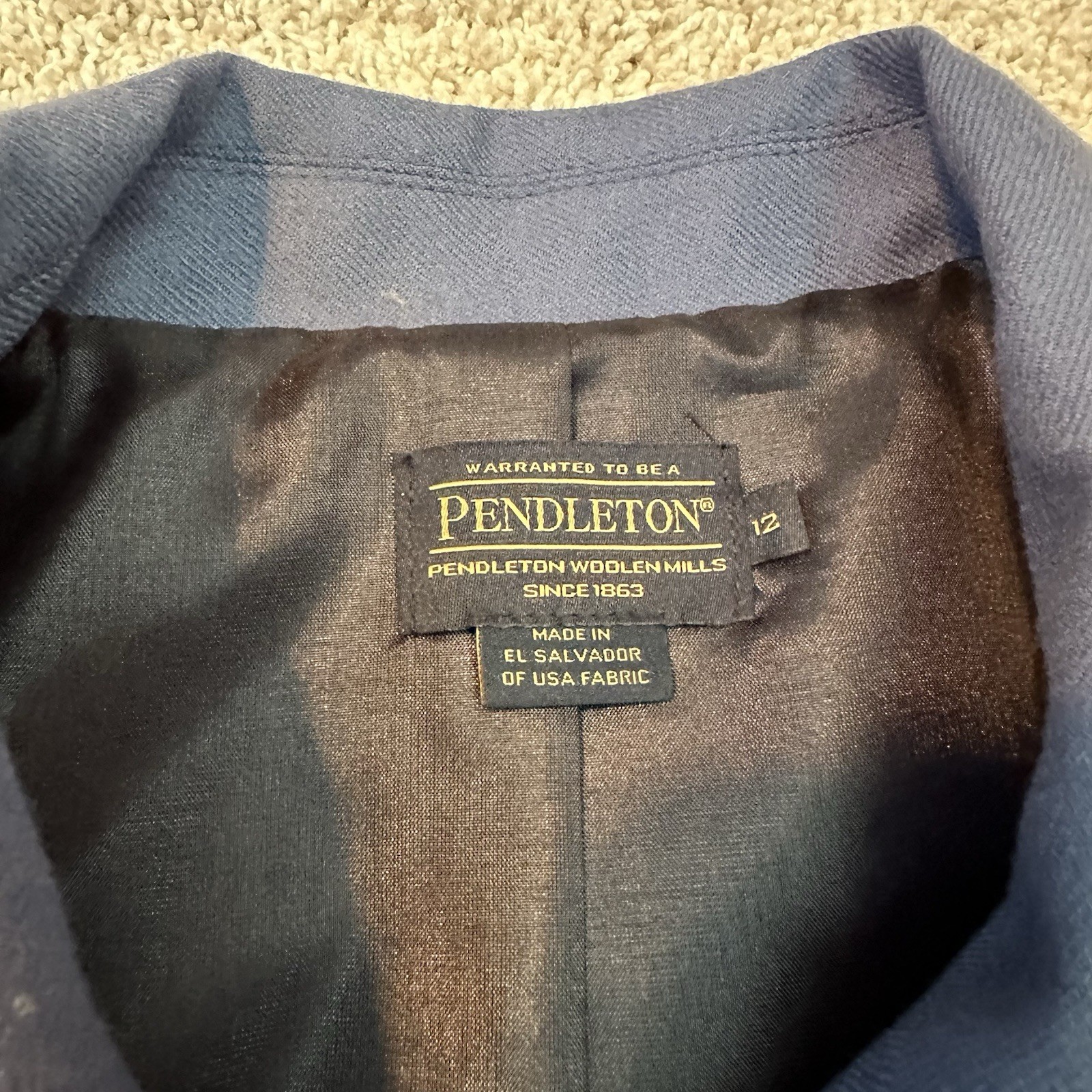 Pendleton Wool Blazer Jacket Navy Blue Size 12 Fa… - image 3