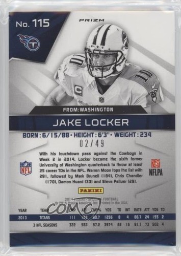 2014 Panini Spectra Blue Prizm 2/49 Jake Locker #115 2r8 | eBay