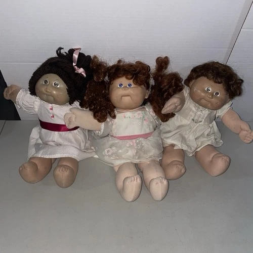 Vintage Cabbage Patch Dolls Lot 1980s Lot Of 3 With Clothes