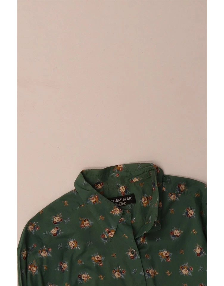 Camisa CACHAREL Mujer Reino Unido 16 Grande Verde Floral Algodón CC13 Foto 3 de 3