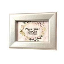  Silver Wood Mini Photo Frame Desk Keepsake Decor 3"x2" Tabletop Artsy Modern