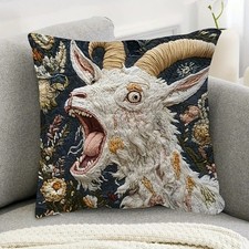 Surreal Art Screaming Goat Linen Pillow Covers Cushion Case Housewarming Gift