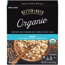 Better Oats Organic Bare Instant Multigrain Hot Cereal with Flax 8 ct Box 