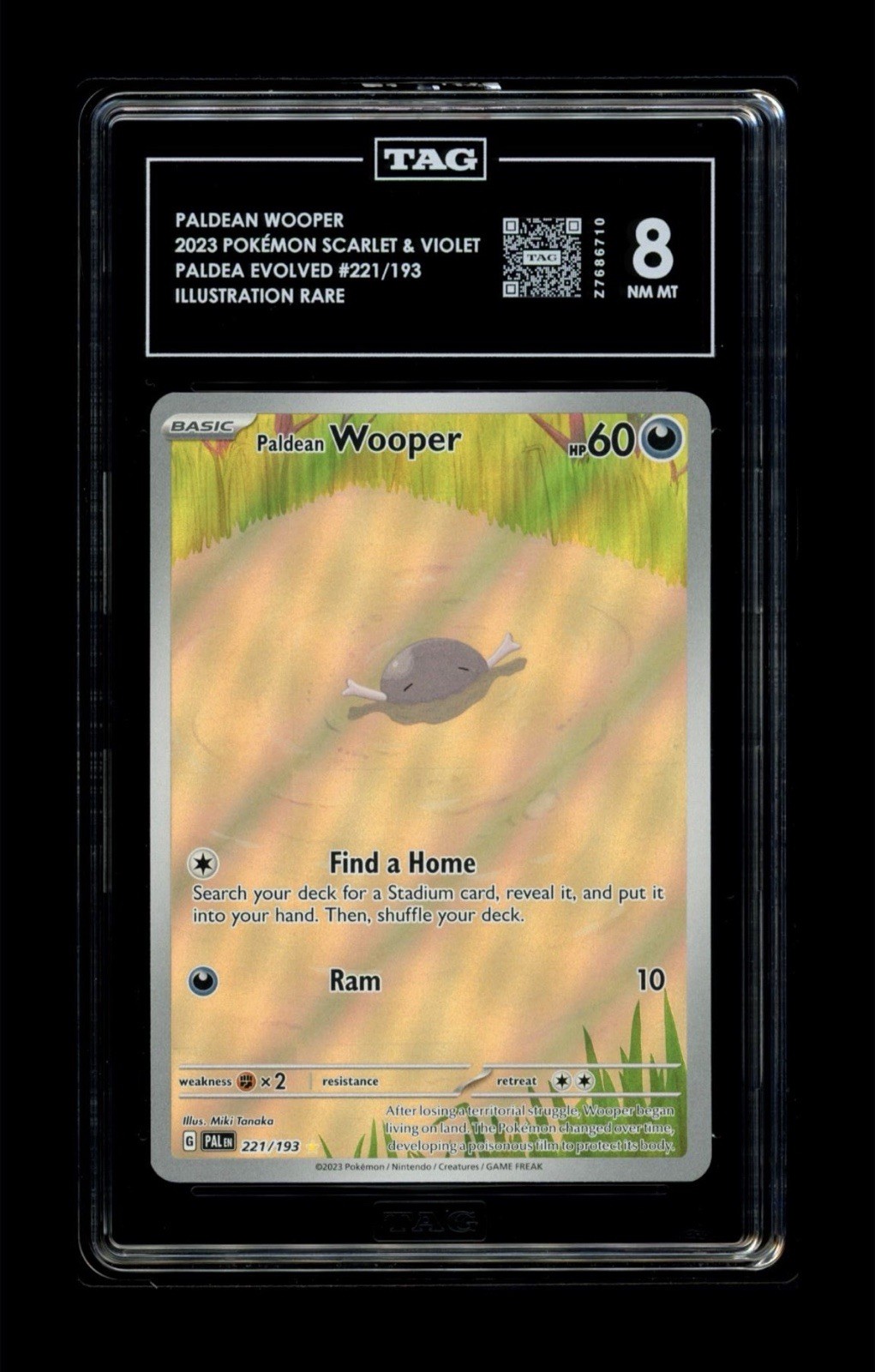 2023 Pokemon Paldea Evolved 221 Paldean Wooper Illustration Rare TAG 8 Card NM-M
