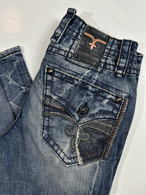 Rock Revival Jeans Men Size 32 x 33 Arnis Slim Taper Stretch Low Rise Blue Denim