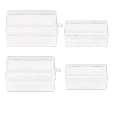 4 Pcs Uno Card Case - 2 Large & 2 Small Clear Playing Card Storage Box with S...