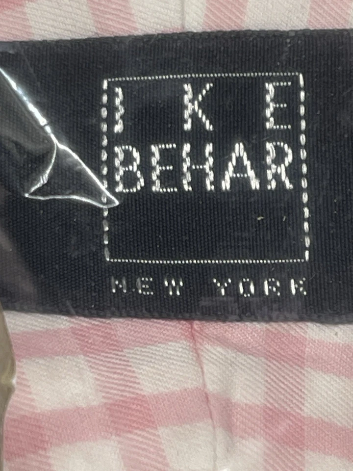 Camisa para hombre Ike Behar New York rosa a cuadros manga larga talla 17x34 Foto 4 de 4