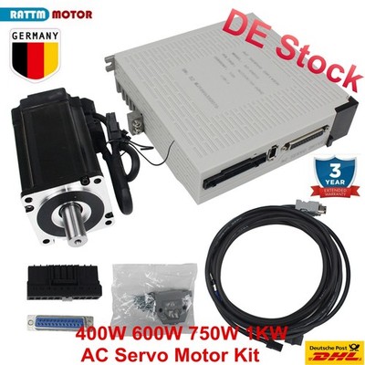『DE』 1000W 600W 400W 1KW 750W AC Servo Motor Driver Controller Kit 220V 3000rpm