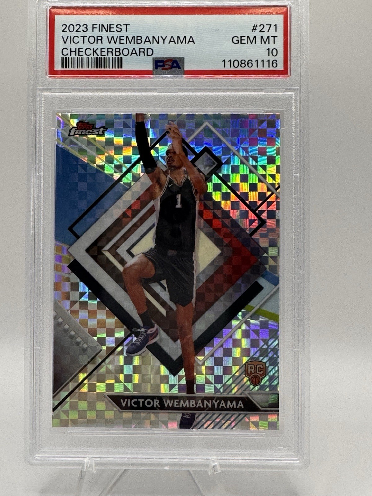 2023 Topps Finest 271 Victor Wembanyama Checkerboard RC PSA 10 GEM MINT Low POP