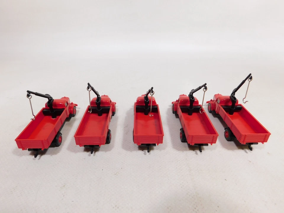 5x wiking H0 1:87 Cassone Autocarro MB L 5000 Rosso con Gru Mint # DX293-0,5 - Immagine 4 di 4